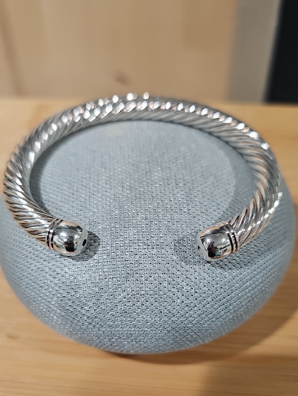 Sterling Silver Solid Twisted Cable Open Cuff Bracelet - - Picture 2 of 5